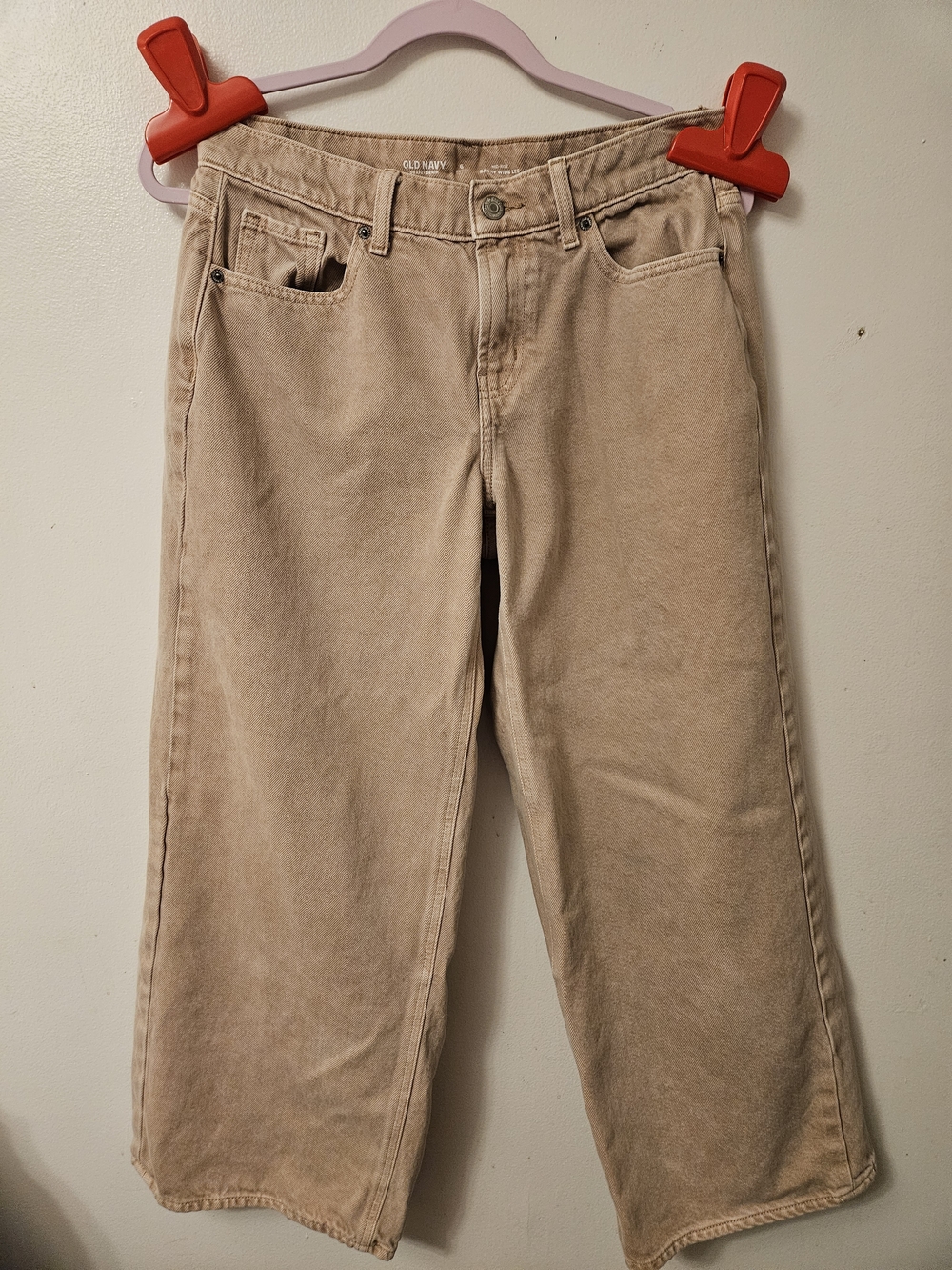 Old Navy Beige Mid-Rise Baggy Wide Leg Jeans